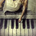 ちょっと汚れているピアノと女の子